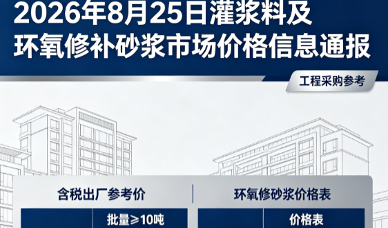 石壁镇2026年8月25日灌浆料及环氧修补砂浆市场价格信息通报